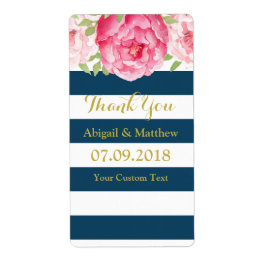 Blauer Streifen Pink Aquarellfarben Blumenzettel