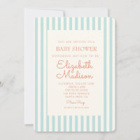 Blauer Streifen Retro Babydusche Einladung
