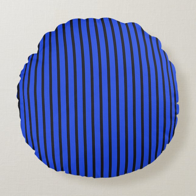 Blauer Streifen Rundes Kissen (Vorderseite)