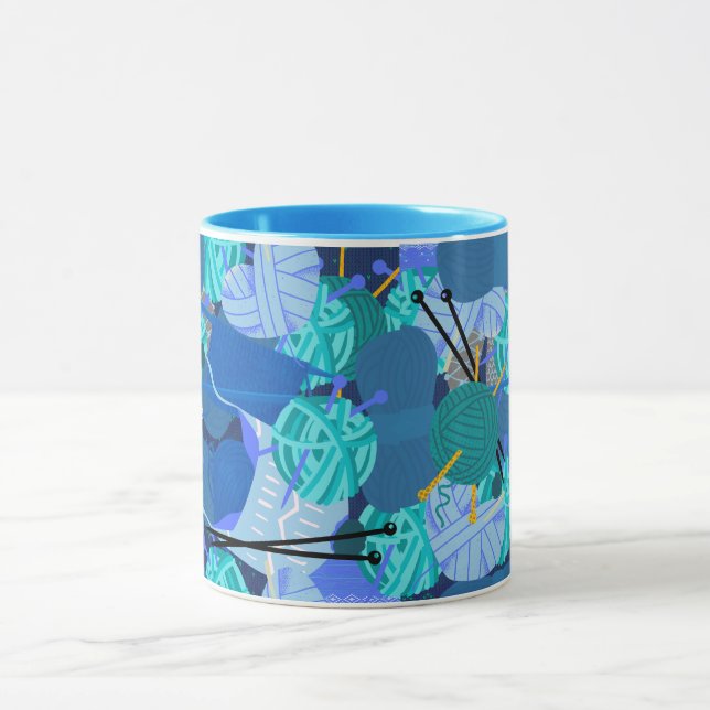 Blauer Strick 1 Perle 1 Tasse (Zentrum)