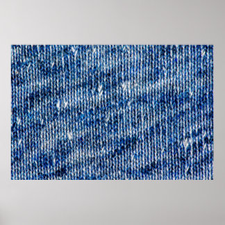 Blauer Strickwollegewebe schließen Foto Hintergrun Poster