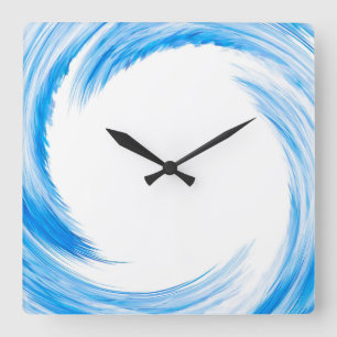 Blauer Strudel-abstrakte Kunst Quadratische Wanduhr