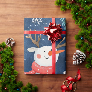 Blauer süßer Winter-Schneemann-Geschenk Geschenkpapier