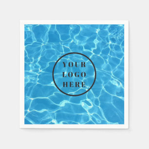 Blauer Swimmingpool Wasser hinzufügen Logo Serviette