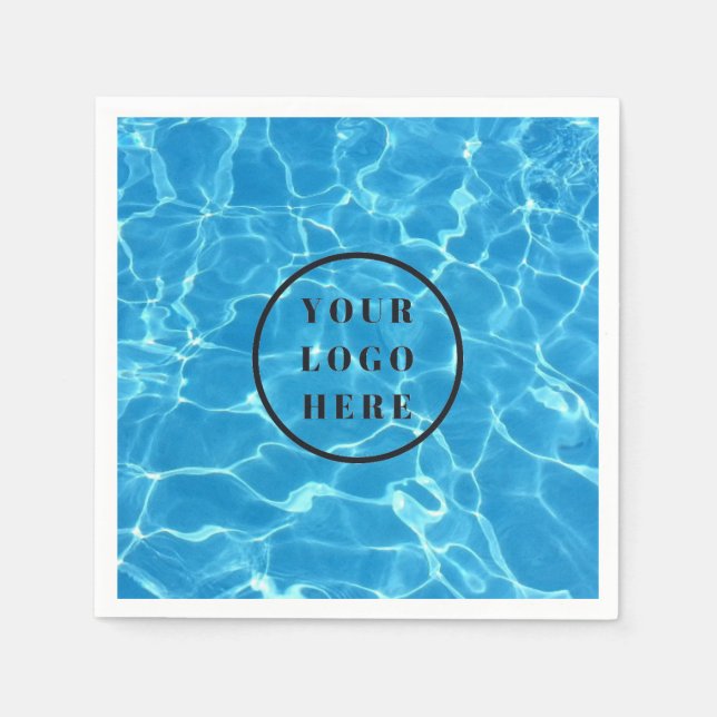 Blauer Swimmingpool Wasser hinzufügen Logo Serviette (Vorderseite)