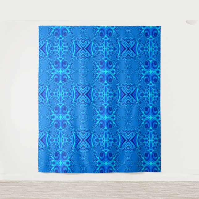 Blauer Swirl-Designband Wandteppich (Vorderseite)