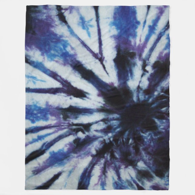 Blauer Swirl-gefärbte Krawatte Fleecedecke (Vorderseite)