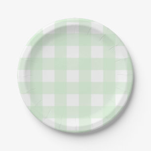 Blauer tadelloser Gingham Baffalo Karo Pappteller