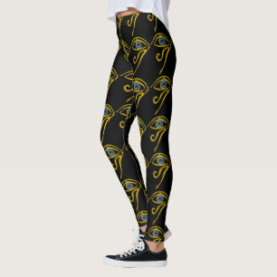 BLAUER TALISMAN, HORUS EYE Gold Schwarzes Muster Leggings