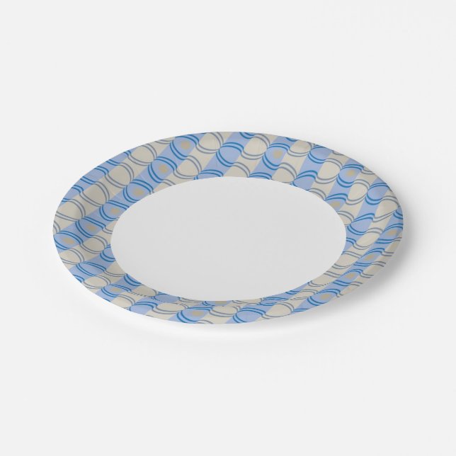 Blauer Tan Pappteller (Schrägansicht)