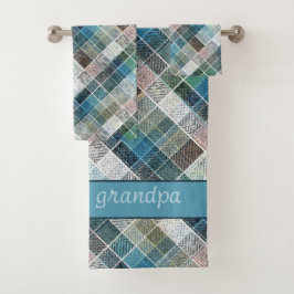 Blauer Tartan. Badhandtuch Set