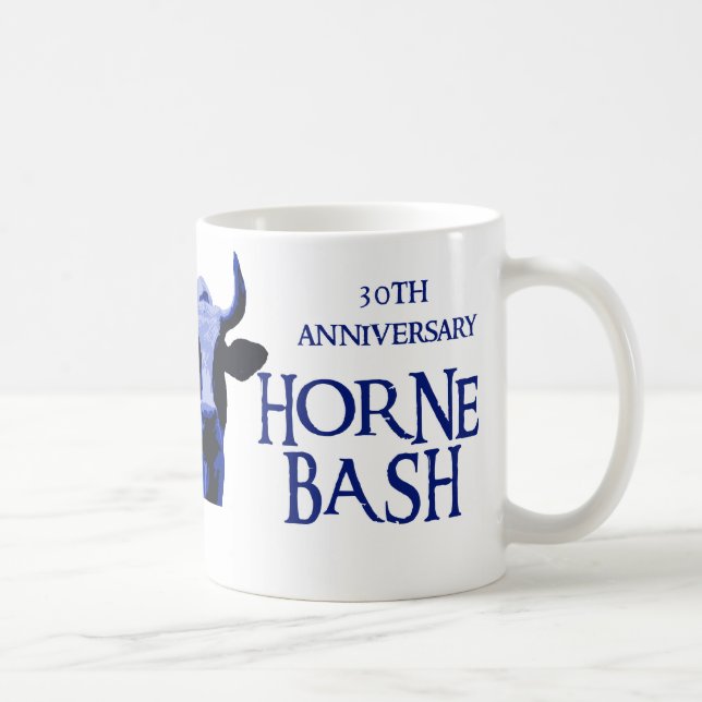 Blauer Tassen-Ochse-Braten Horne heftiger Schlag Kaffeetasse (Rechts)