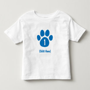 Blauer Tatzen-Druck-Geburtstag Kleinkind T-shirt