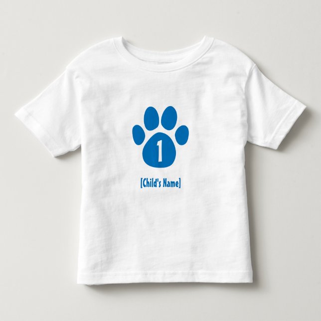 Blauer Tatzen-Druck-Geburtstag Kleinkind T-shirt (Vorderseite)
