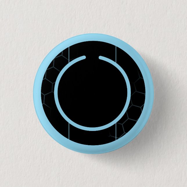 Blauer Techno Knopf Button (Vorderseite)