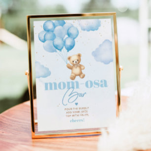 Blauer Teddy Bärenballons Mama-osa-Bar Poster