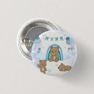 Blauer Teddybär-Baby-Party Button