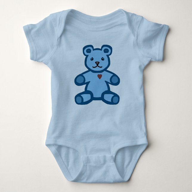 Blauer Teddybär Baby Strampler (Vorderseite)