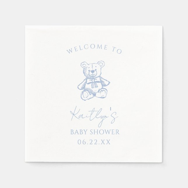 Blauer Teddybär Junge Papiertücher Serviette (Vorderseite)