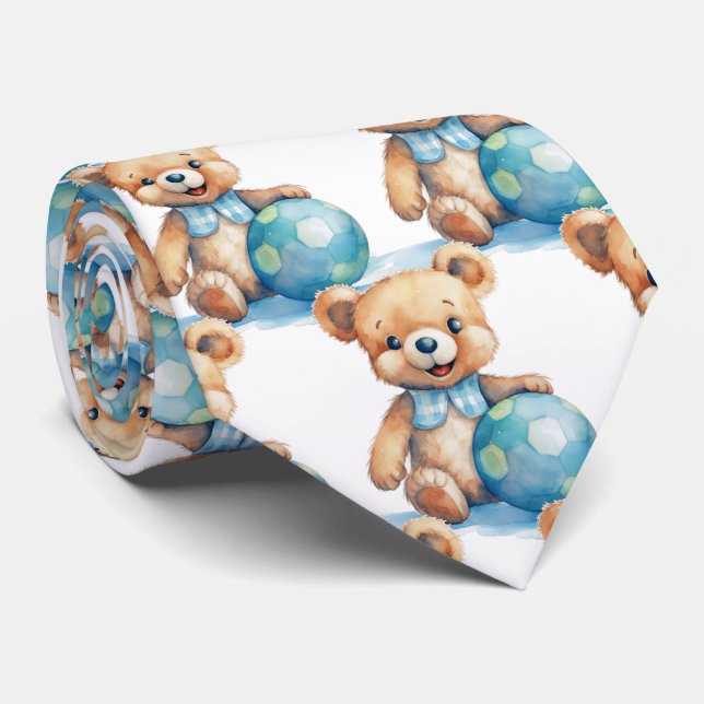 Blauer Teddybär  Krawatte (Gerollt)