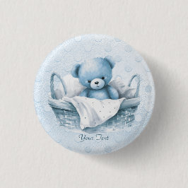 Blauer Teddybär mit Aktionskorbknopf Button