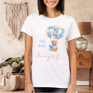 Blauer Teddybär Oh Junge Luftballon Mama wird Baby T-Shirt