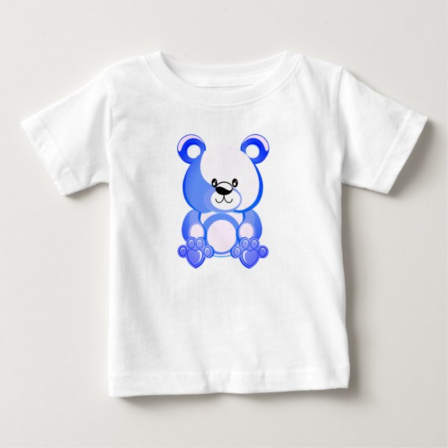 Blauer Teddybär, Plüschspielzeug, zeichnend Baby T-shirt (Vorderseite)