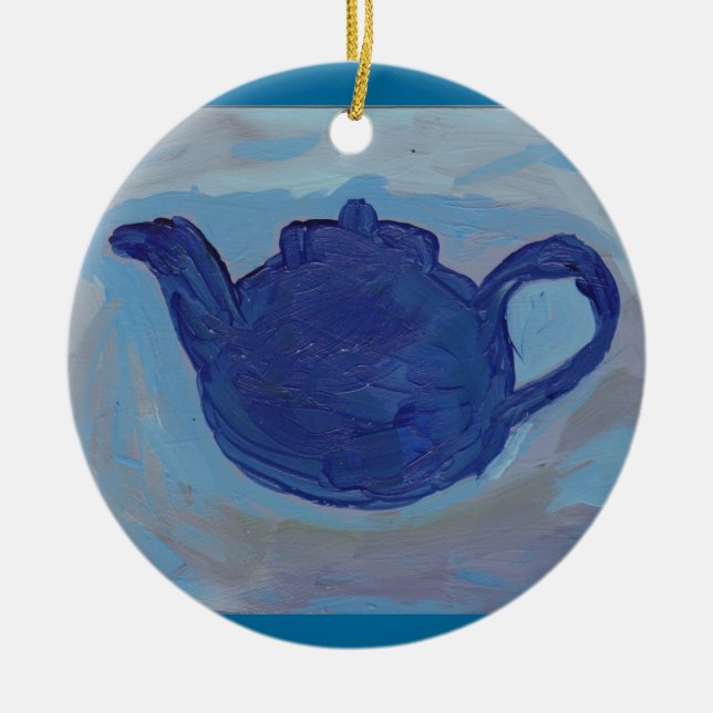 Blauer Tee Keramikornament (Vorne)