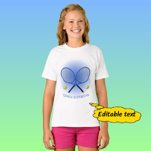 Blauer Tennis-Star Name oder Text hinzufügen T-Shirt