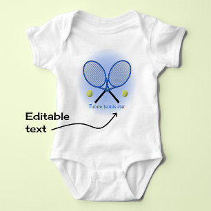 Blauer Tennis-Star Namen oder Text hinzufügen Baby Strampler