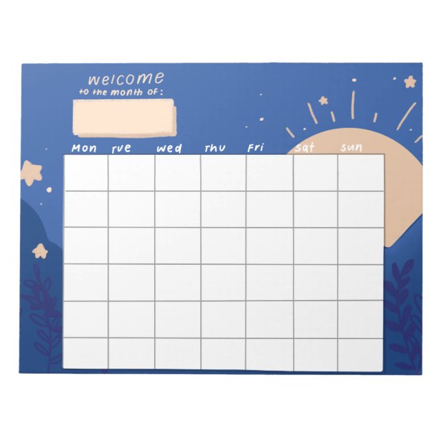 Blauer Terminkalender Notizblock (Vorderseite)