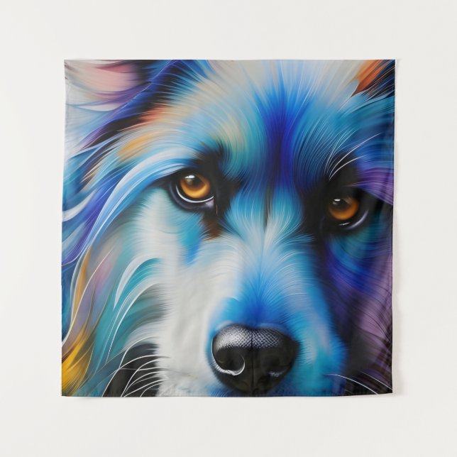 BLAUER-TERRIERHUND NAH WANDTEPPICH (Vorderseite)