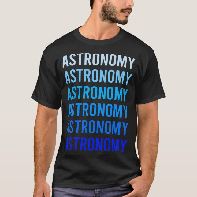Blauer Text Astronomie T-Shirt (Vorderseite)