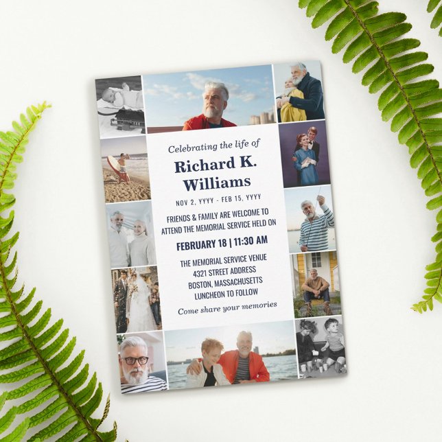 Blauer Text - Grenze von 12 Fotos zum Leben Einladung (Von Creator hochgeladen)