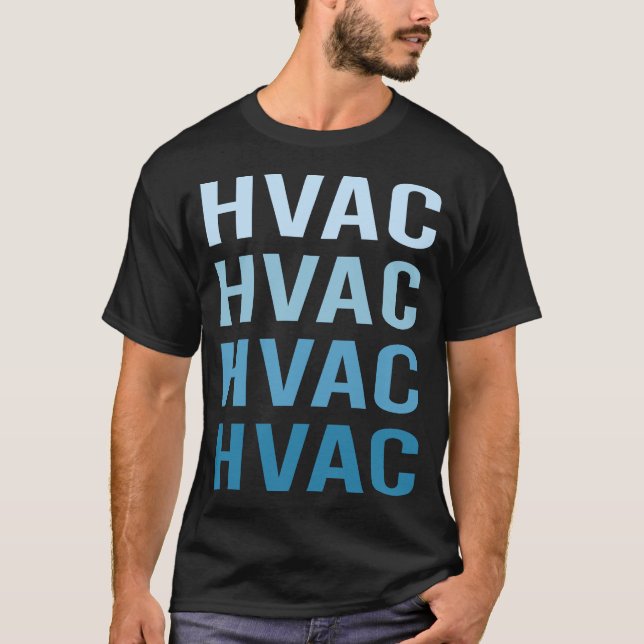 Blauer Text HVAC T-Shirt (Vorderseite)