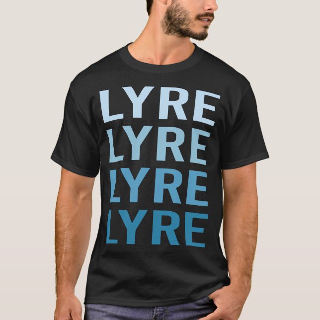 Blauer Text Lyre T-Shirt (Vorderseite)