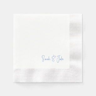 Blauer Text Weiße Moderne Schrift Hochzeit Geprägt Serviette