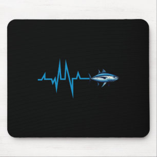 Blauer Thun Herzschlag Ekg Pulseline Tiefseefisch Mousepad