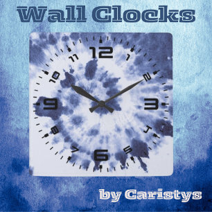 Blauer Tie Dye Quadratische Wanduhr