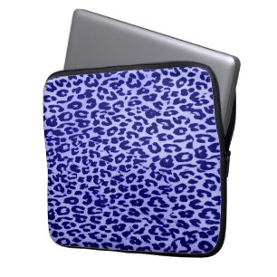 Blauer Tierdruckpelz des Leoparden Laptopschutzhülle