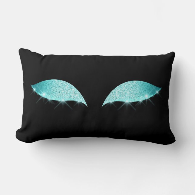 Blauer Tiffany Cat's Eye Sleep Glitzer Makeup Blac Lendenkissen (Vorderseite)