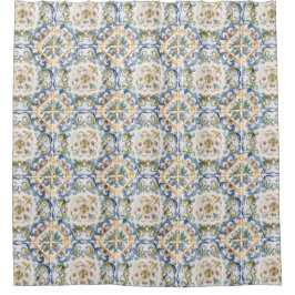 Blauer Tile Duschvorhang