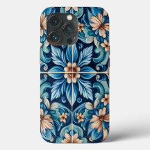 Blauer Tile mit Blume Muster
