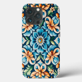 Blauer Tile mit Blume Muster Case-Mate iPhone Hülle