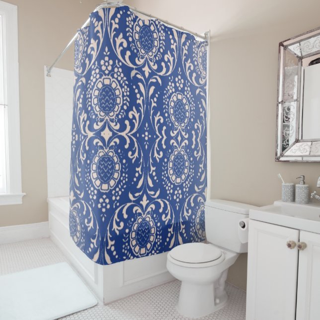 Blauer Toile Badezimmer-Duschvorhang Duschvorhang (Beispiel)
