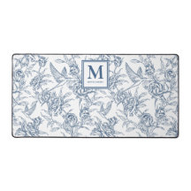 Blauer Toile de Jouy französischer Monogramm-Name