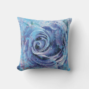 Blauer Ton Rose Kissen