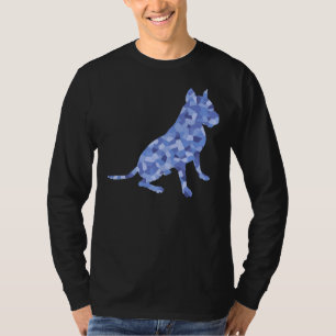 Blauer Ton sitzender Pit Bull Dog Breed Scoop T-Shirt