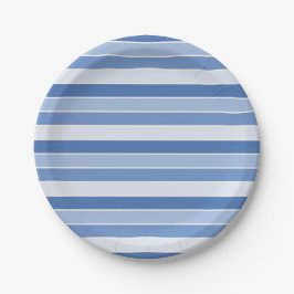 Blauer Ton und Creme Streifen Pappteller