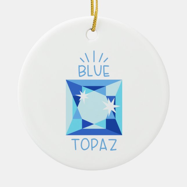 Blauer Topaz Birthstone Keramik Ornament (Vorne)